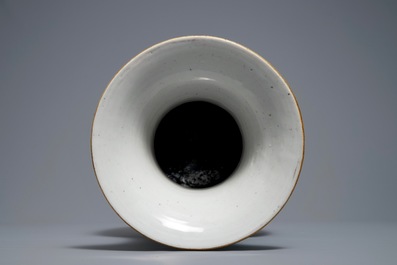 A Chinese famille rose turquoise ground vase, 19th C.