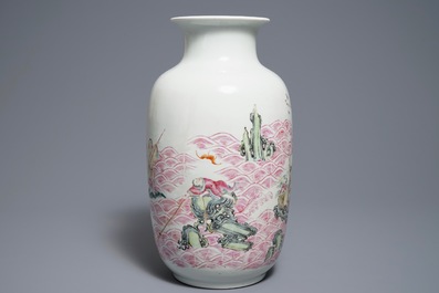 A Chinese famille rose 'Immortals' vase, Republic, 20th C.
