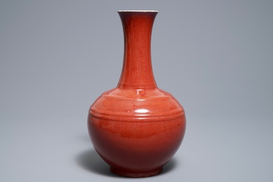 A Chinese sang-de-boeuf-glazed bottle vase, 18/19th C.