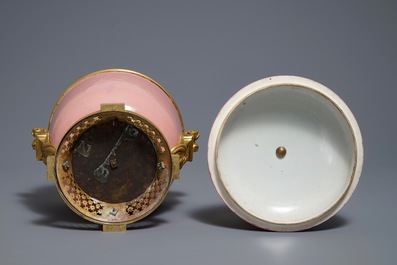 A gilt bronze-mounted monochrome pink bowl and cover, Samson, Paris, 19th C.