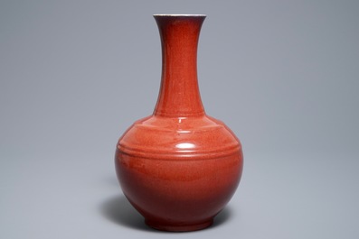 A Chinese sang-de-boeuf-glazed bottle vase, 18/19th C.
