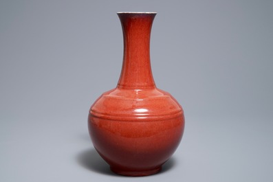 A Chinese sang-de-boeuf-glazed bottle vase, 18/19th C.