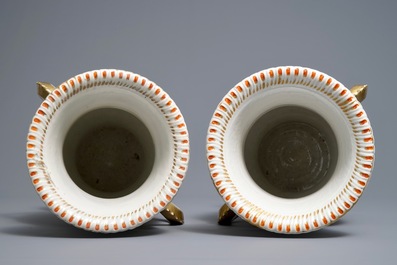 A pair of Chinese 'European subject' dragon-handle vases, Qianlong