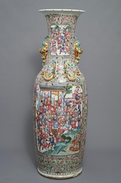 A massive Chinese famille rose court scene vase, 19th C.