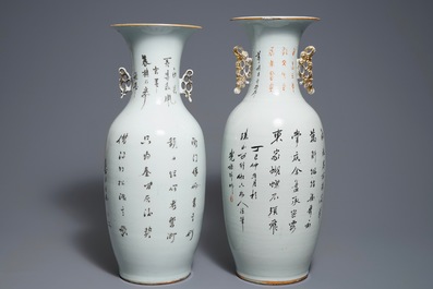 Two Chinese famille rose vases, 19/20th C.