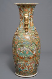 A large Chinese Canton famille rose vase, 19th C.