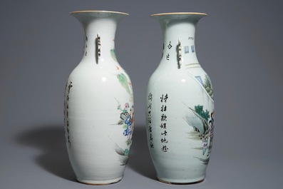 Two Chinese famille rose vases, 19/20th C.