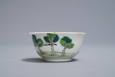 A Chinese famille rose erotical subject cup and saucer, Yongzheng