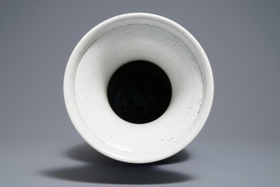 A Chinese blue and white landscape vase, 19th C.