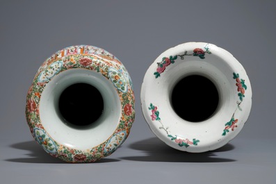Two Chinese famille rose vases with court scenes, 19th C.