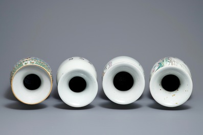 Four Chinese famille rose vases, 19/20th C.