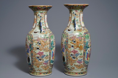 A pair of Chinese Canton famille rose 'Doumu' vases, 19th C.