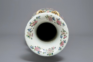 A massive Chinese famille rose court scene vase, 19th C.
