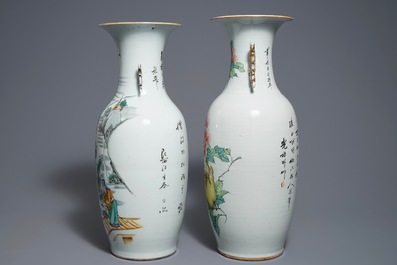 Two Chinese famille rose vases, 19/20th C.