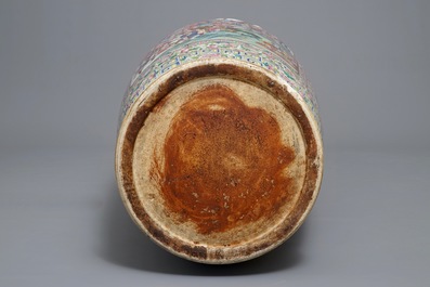 A massive Chinese famille rose court scene vase, 19th C.
