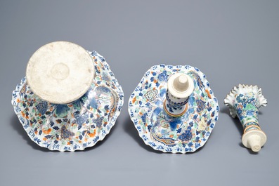 An exceptional three-piece Chinese famille rose epergne milieu-de-table, 19th C.