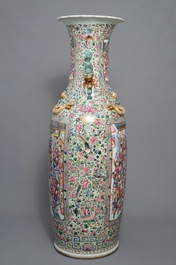 A massive Chinese famille rose court scene vase, 19th C.