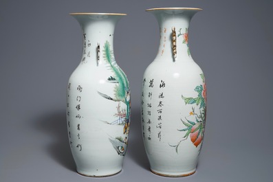 Two Chinese famille rose vases, 19/20th C.