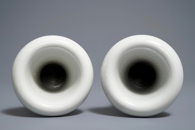 A pair of Chinese famille rose vases, Qianlong mark, 20th C.