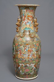 A large Chinese Canton famille rose vase, 19th C.