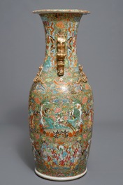 A large Chinese Canton famille rose vase, 19th C.