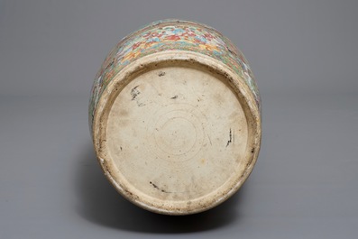 A large Chinese Canton famille rose vase, 19th C.