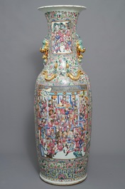 A massive Chinese famille rose court scene vase, 19th C.