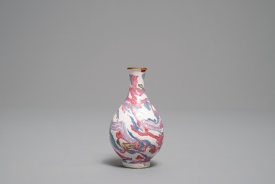 An unusual small Chinese faux-marbre-glazed vase, 18th C.