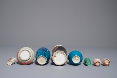 Eight various Chinese monochrome vases, 18/19th C.