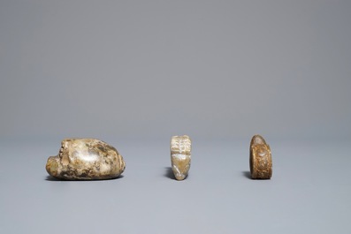 Three Chinese archaic jade carvings, Neolithic period or later