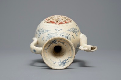 A Vietnamese blue, white and red ewer, Hoi An Hoard, 15th C.