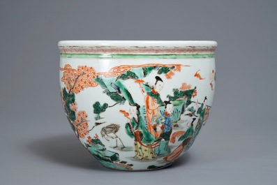 A Chinese famille verte jardini&egrave;re, 19/20th C.