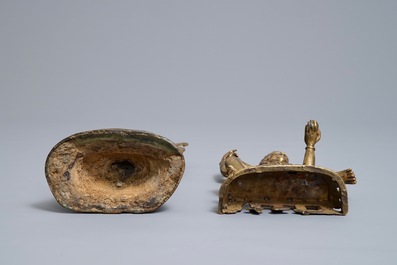 Deux figures votives en bronze, Birmanie et N&eacute;pal, 18/19&egrave;me