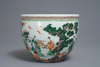 A Chinese famille verte jardini&egrave;re, 19/20th C.