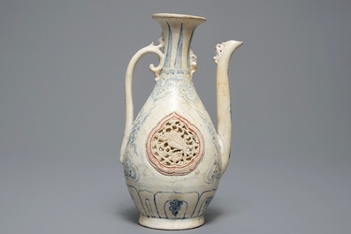 A Vietnamese blue, white and red ewer, Hoi An Hoard, 15th C.