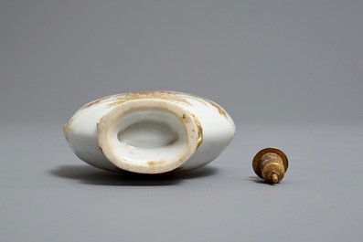 A Chinese iron red and gilt snuff bottle, Yongzheng/Qianlong
