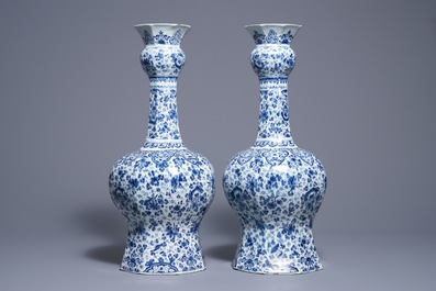 A pair of very large Dutch Delft blue and white vases, first quarter 18th C.