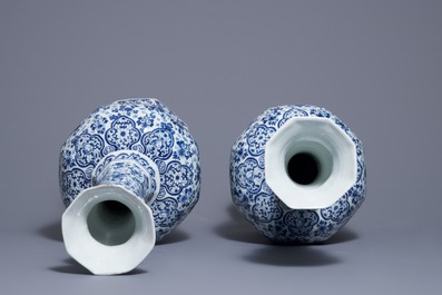 A pair of very large Dutch Delft blue and white vases, first quarter 18th C.