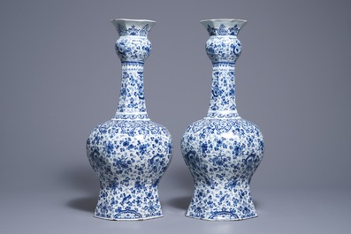 A pair of very large Dutch Delft blue and white vases, first quarter 18th C.