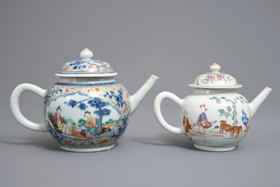 Two Chinese famille rose teapots, Yongzheng/Qianlong
