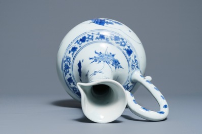 A Chinese blue and white jug with figurative medallions, Transitional period