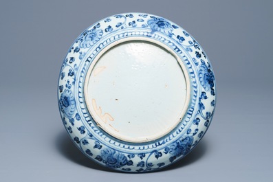 A Chinese blue and white 'rock garden'dish, Hongzhi