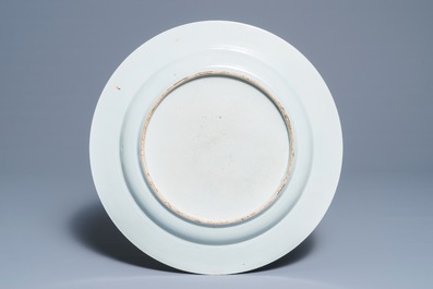 A large Chinese famille rose dish with a goose, Qianlong
