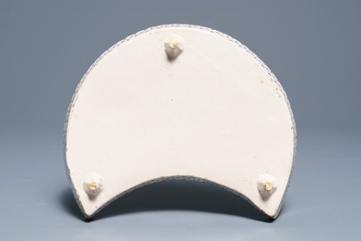 A Frisian blue and white demi lune tea scene tray, 19th C.