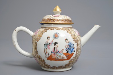 A Chinese famille rose teapot and cover, Qianlong