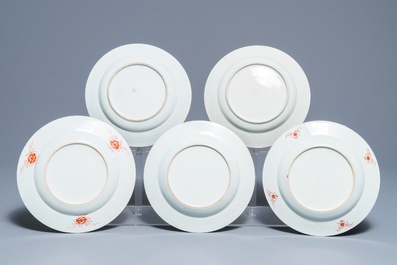 Five Chinese famille rose plates, Yongzheng/Qianlong