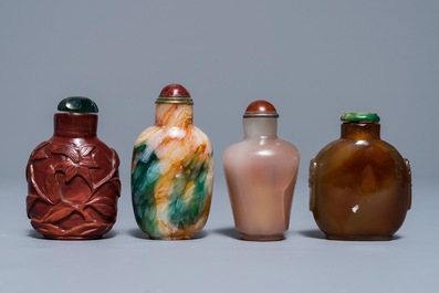 Eight various glass snuff bottles, 19/20th C.
