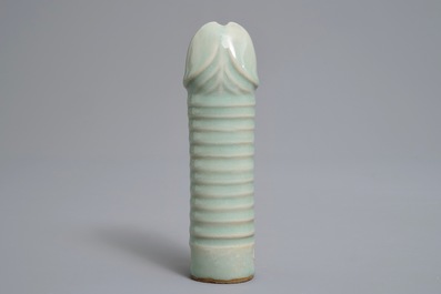 A Chinese longquan celadon model of a phallus, Ming or later