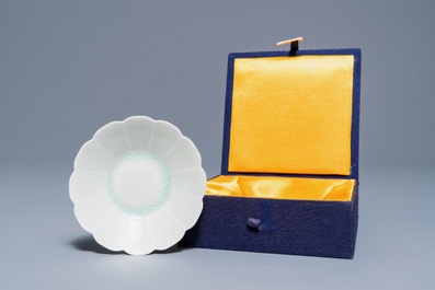 A Chinese qingbai chrysanthemum-shaped dish, Song