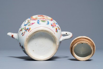 A Chinese famille rose 'Pompadour' teapot and cover, Qianlong